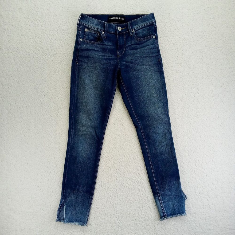 Express Jeans Raw Ankle Legging Womens‎ 2 (26) Stretch Denim Cotton Blend